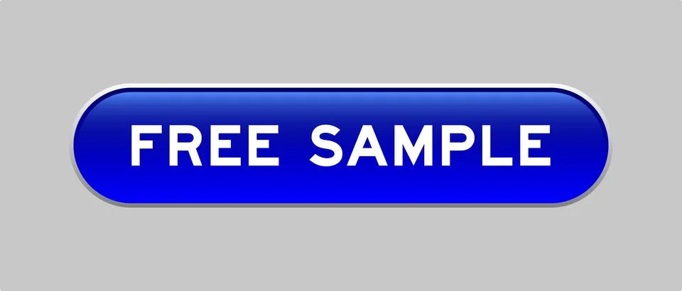 Blue color capsule shape button with word free sample on gray background Illustrazione stock