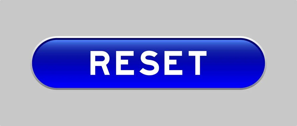 Blue color capsule shape button with word reset on gray background 스톡 일러스트