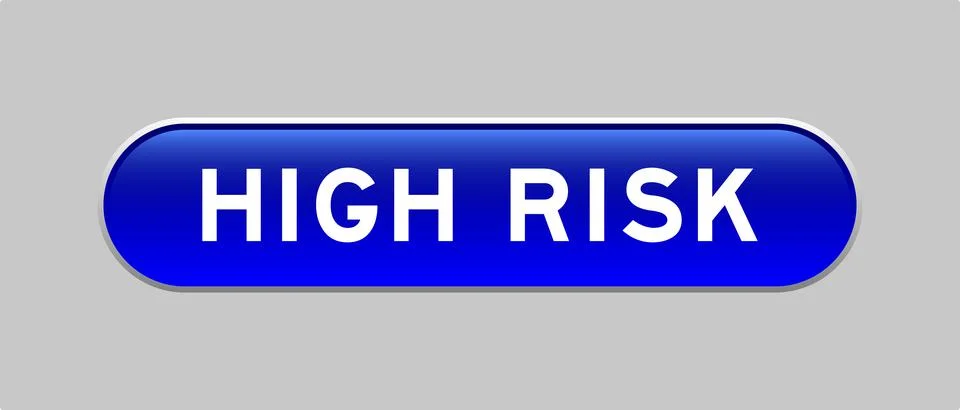 Blue color capsule shape button with word high risk on gray background Illustrazione stock