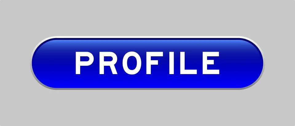Blue color capsule shape button with word profile on gray background Stock Illustration