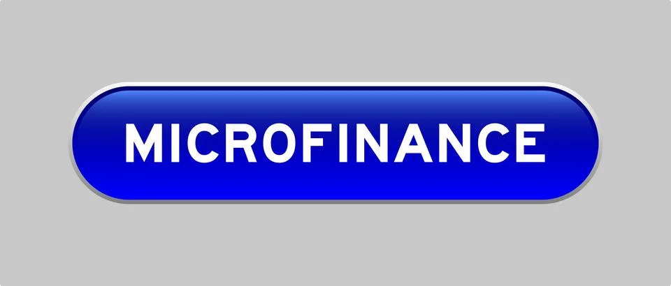 Blue color capsule shape button with word microfinance on gray background 스톡 일러스트