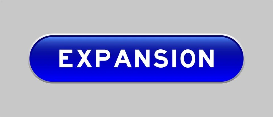 Blue color capsule shape button with word expansion on gray background Stock Illustration