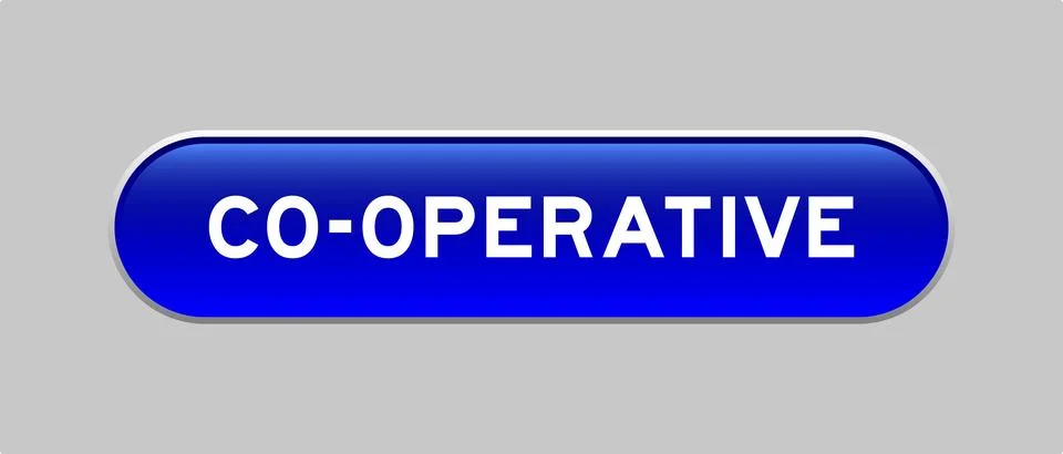 Blue color capsule shape button with word co-operative on gray background Stock-Illustration