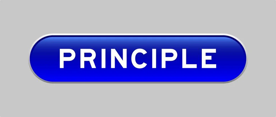 Blue color capsule shape button with word principle on gray background Stock Illustration