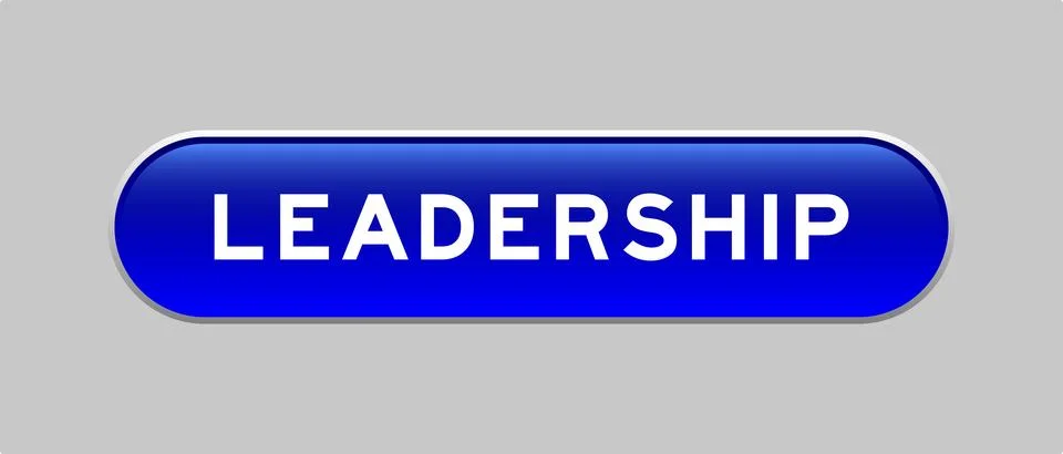 Blue color capsule shape button with word leadership on gray background 스톡 일러스트