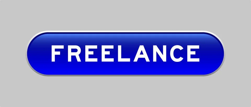 Blue color capsule shape button with word freelance on gray background Stock Illustration