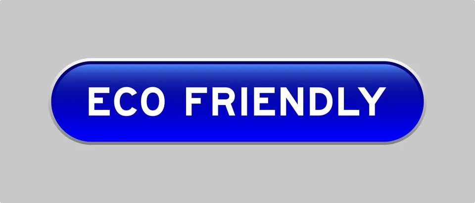 Blue color capsule shape button with word eco friendly on gray background Illustrazione stock