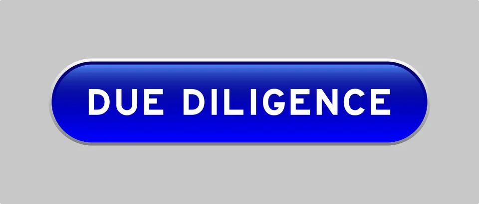Blue color capsule shape button with word due diligence on gray background Illustrazione stock