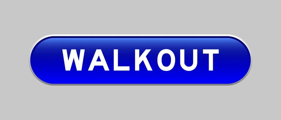 Blue color capsule shape button with word walkout on gray background Illustrazione stock