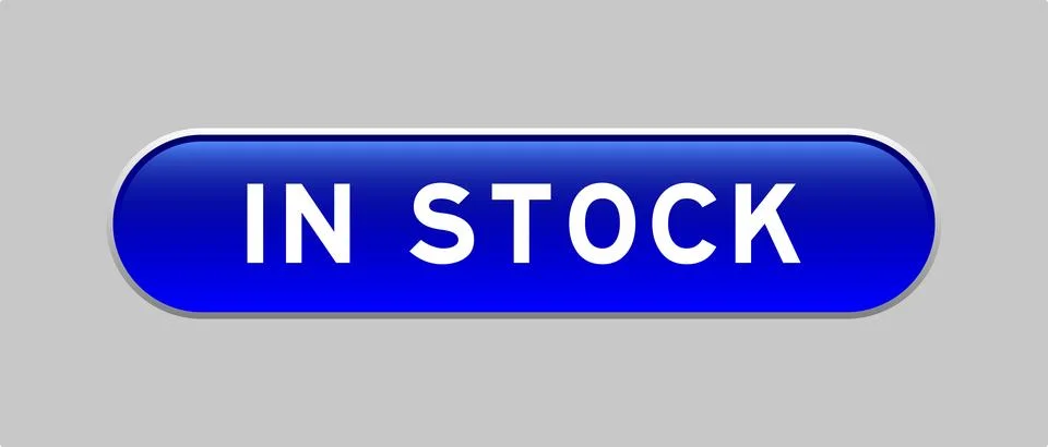 Blue color capsule shape button with word in stock on gray background Stock Illustration