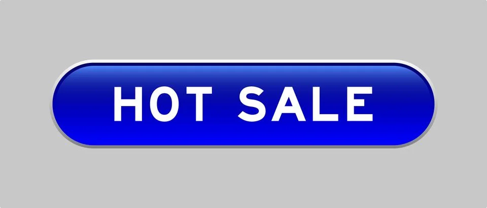 Blue color capsule shape button with word hot sale on gray background 스톡 일러스트