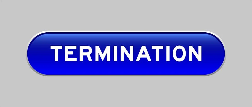 Blue color capsule shape button with word termination on gray background Illustrazione stock