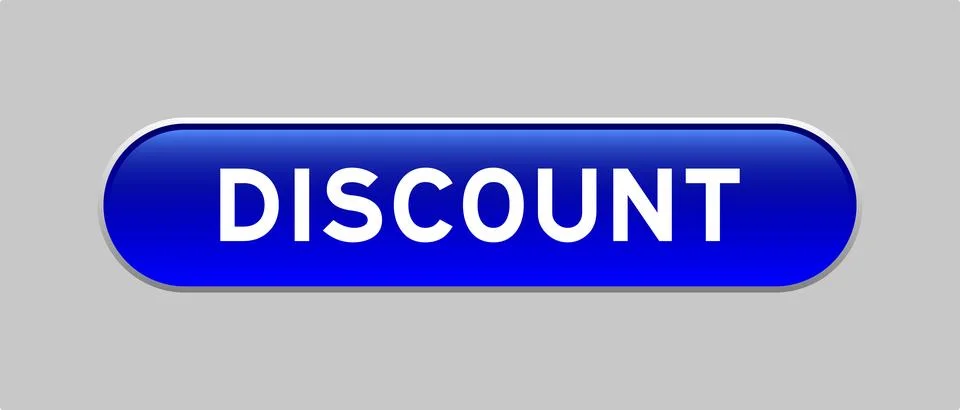 Blue color capsule shape button with word discount on gray background Stock Illustration