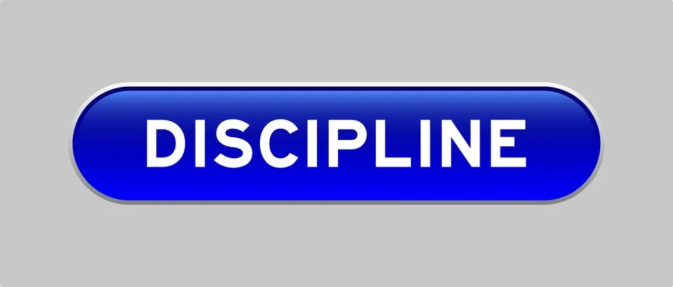 Blue color capsule shape button with word discipline on gray background Illustrazione stock