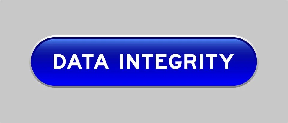 Blue color capsule shape button with word data integrity on gray background Stock Illustration