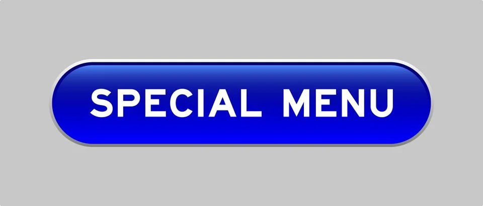 Blue color capsule shape button with word special menu on gray background Stock Illustration