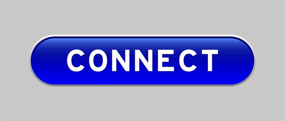Blue color capsule shape button with word connect on gray background Stock Illustration
