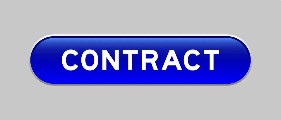 Blue color capsule shape button with word contract on gray background Illustrazione stock