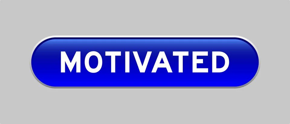 Blue color capsule shape button with word motivated on gray background Illustrazione stock