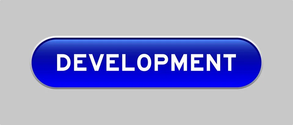 Blue color capsule shape button with word development on gray background 스톡 일러스트