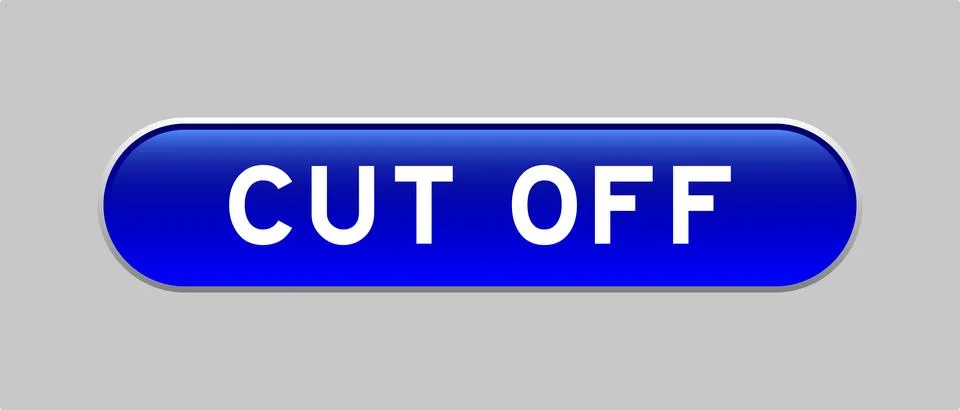 Blue color capsule shape button with word cut off on gray background Stock Illustration