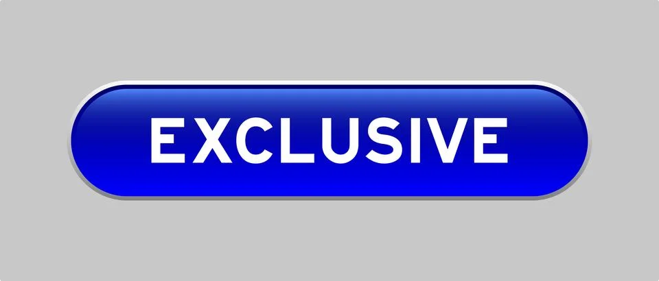 Blue color capsule shape button with word exclusive on gray background Illustrazione stock
