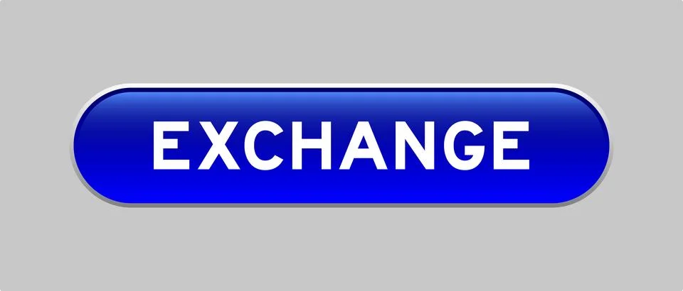Blue color capsule shape button with word exchange on gray background Illustrazione stock