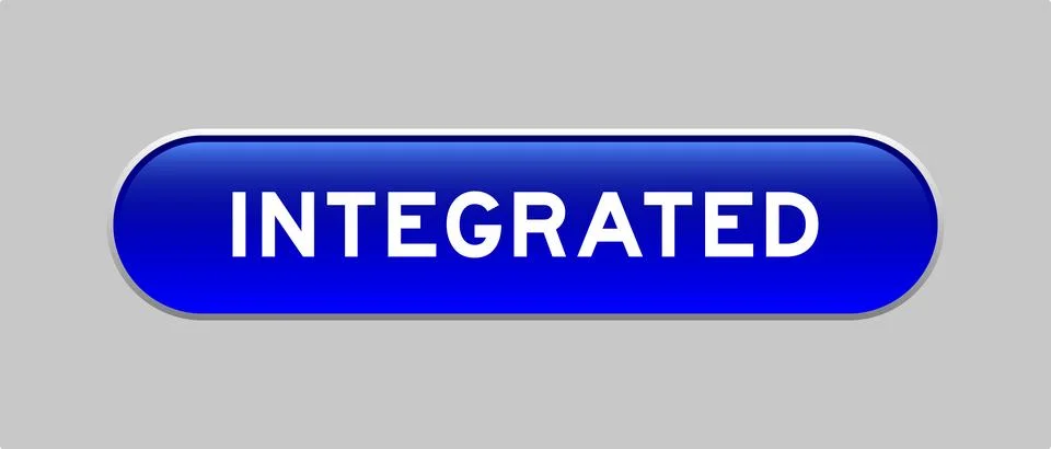Blue color capsule shape button with word integrated on gray background Stockillustratie