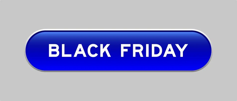 Blue color capsule shape button with word black friday on gray background Illustrazione stock
