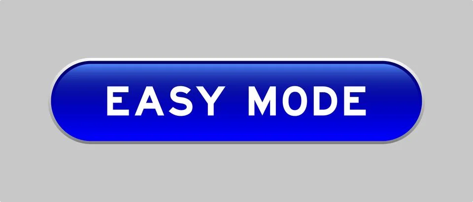 Blue color capsule shape button with word easy mode on gray background Illustrazione stock