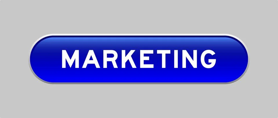 Blue color capsule shape button with word marketing on gray background Illustrazione stock