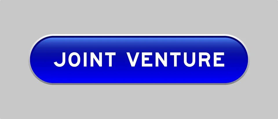 Blue color capsule shape button with word joint venture on gray background Illustration