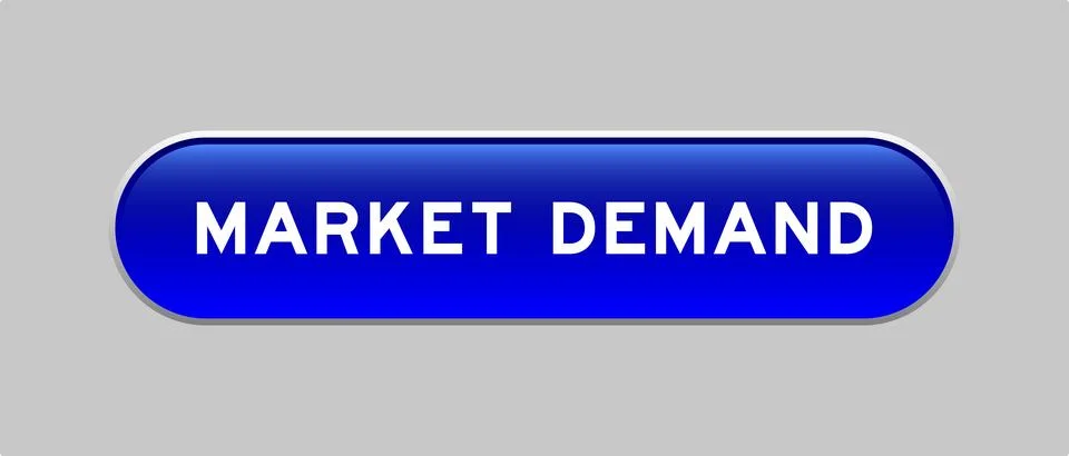 Blue color capsule shape button with word market demo on gray background Illustrazione stock