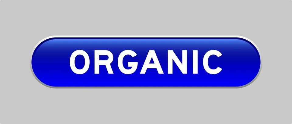 Blue color capsule shape button with word organic on gray background Illustrazione stock