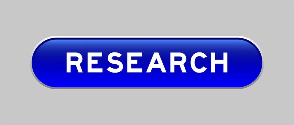 Blue color capsule shape button with word research on gray background Illustrazione stock