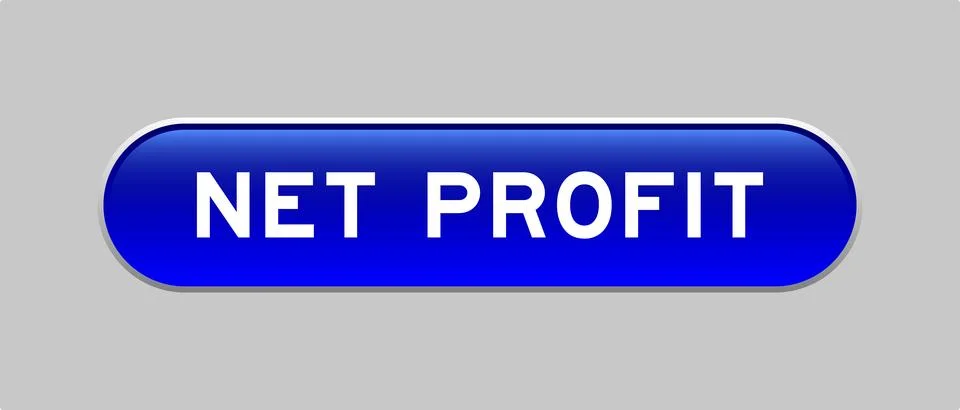 Blue color capsule shape button with word net profit on gray background Illustrazione stock