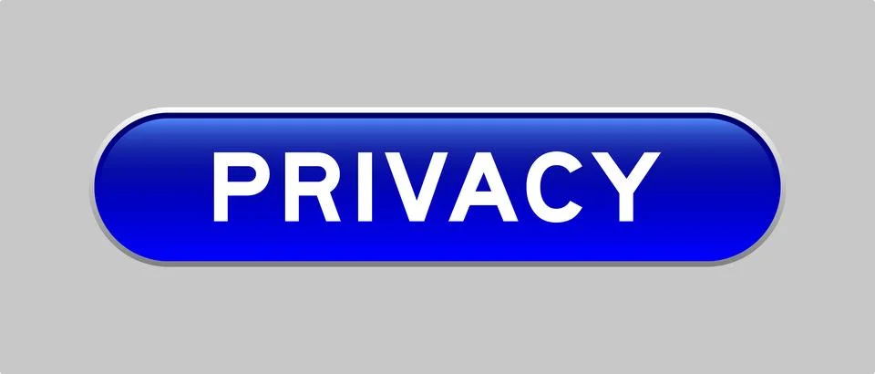 Blue color capsule shape button with word privacy on gray background Illustrazione stock