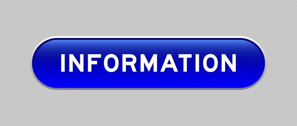 Blue color capsule shape button with word information on gray background Illustrazione stock