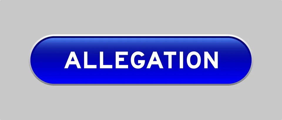 Blue color capsule shape button with word allegation on gray background Illustrazione stock