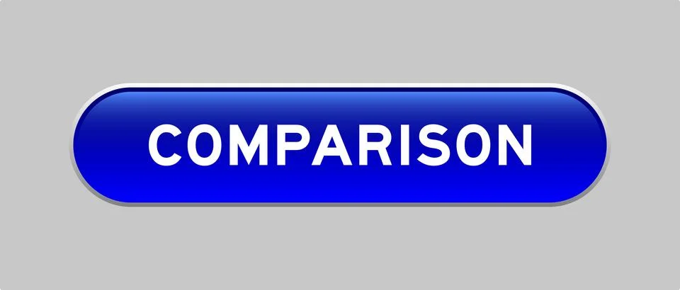 Blue color capsule shape button with word comparison on gray background Illustrazione stock