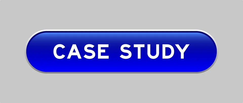 Blue color capsule shape button with word case study on gray background Stock Illustration