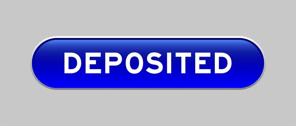 Blue color capsule shape button with word deposited on gray background Stock Illustration