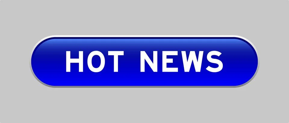 Blue color capsule shape button with word hot news on gray background Illustrazione stock