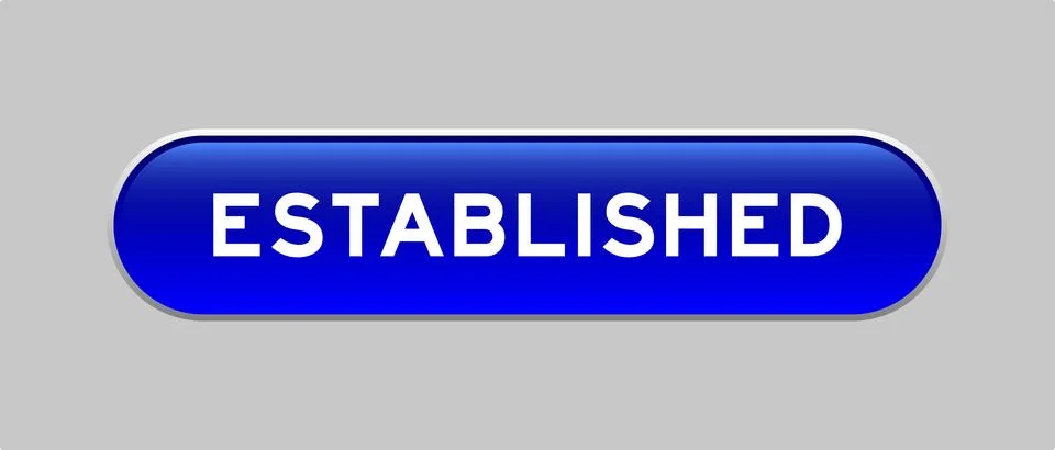 Blue color capsule shape button with word established on gray background Illustrazione stock