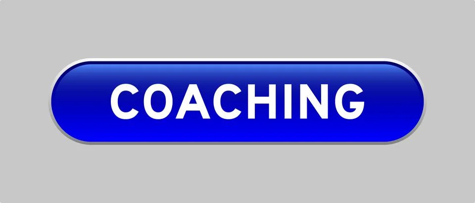 Blue color capsule shape button with word coaching on gray background Illustrazione stock