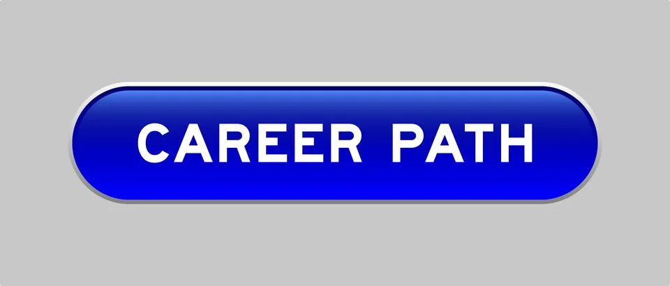 Blue color capsule shape button with word career path on gray background Stock Illustration