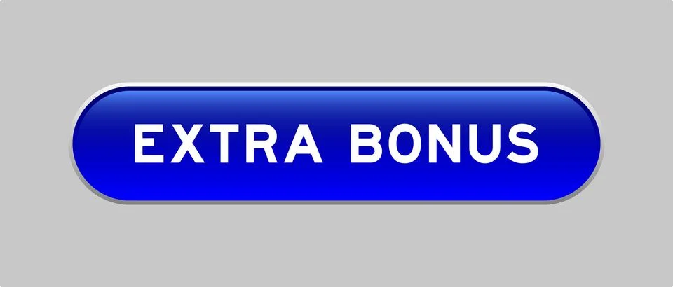 Blue color capsule shape button with word extra bonus on gray background 스톡 일러스트