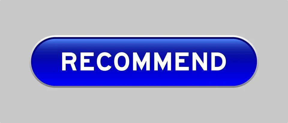 Blue color capsule shape button with word recommend on gray background Stock-Illustration
