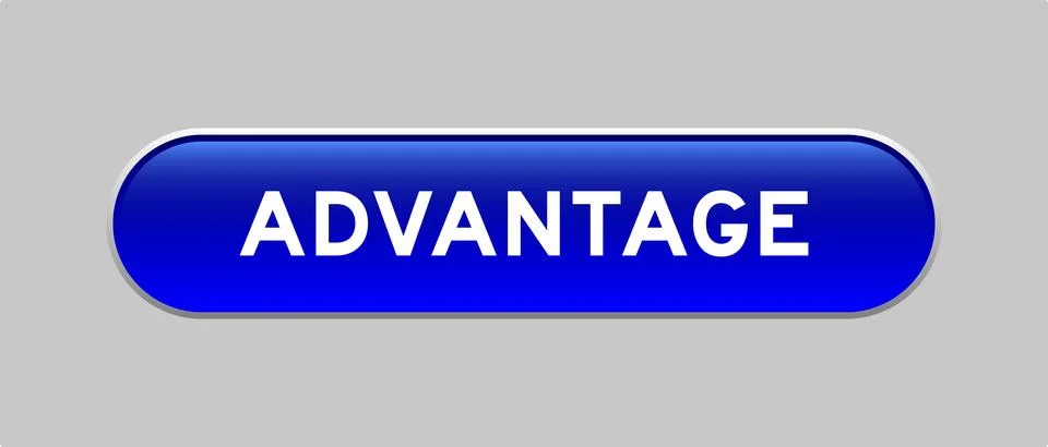 Blue color capsule shape button with word advantage on gray background Stock Illustration