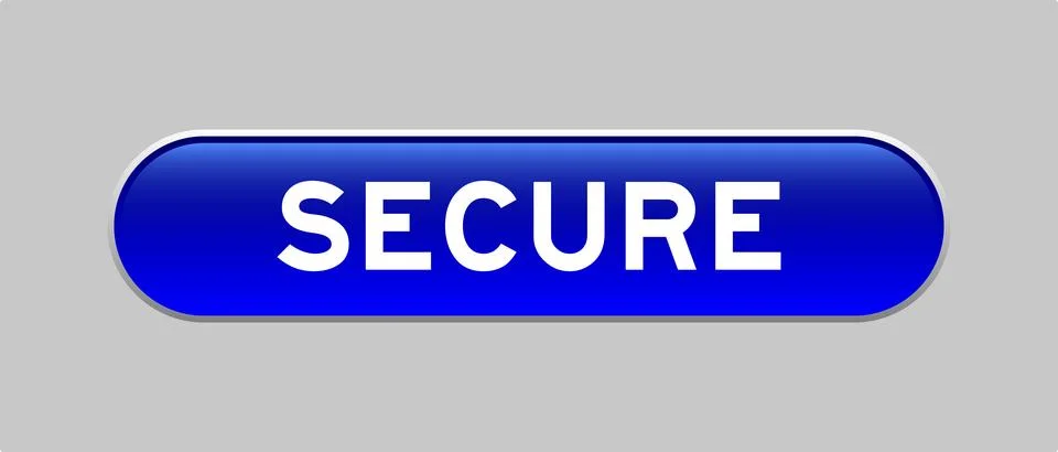 Blue color capsule shape button with word secure on gray background イラスト素材